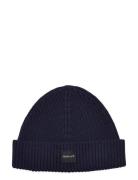 Unisex. Cotton Rib Knit Beanie Accessories Headwear Beanies Navy GANT