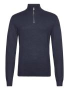 Ecovero Half Zip L/S Knit Tops Knitwear Half Zip Jumpers Navy Lindberg...