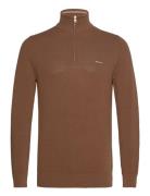 Cotton Pique Half Zip Tops Knitwear Half Zip Jumpers Brown GANT