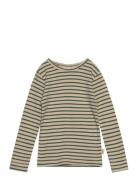 T-Shirt L/S Modal Striped Tops T-shirts Long-sleeved T-shirts Green Pe...