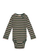 Body L/S Modal Multi Striped Bodies Long-sleeved Green Petit Piao