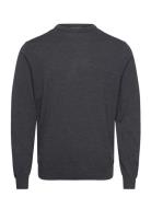 100 % Merino Crew Neck Knit Tops Knitwear Round Necks Grey Lindbergh