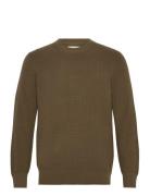 Cotton Wool Rib C-Neck Tops Knitwear Round Necks Khaki Green GANT