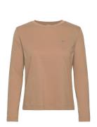 Reg Shield Ls T-Shirt Tops T-shirts & Tops Long-sleeved Beige GANT