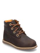 Mid Lace Up With Zip Boot Snørestøvletter Støvletter Brown Timberland