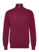 Cotton Pique Half Zip Tops Knitwear Half Zip Jumpers Burgundy GANT