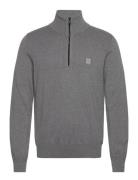 Kanobix_S Tops Knitwear Half Zip Jumpers Grey BOSS