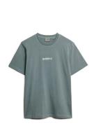 Micro Logo Graphic Loose Tee Tops T-shirts Short-sleeved Blue Superdry