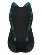 Womens Placement Laneback Sport Swimsuits Black Speedo