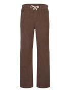 Elastic Waist Corduroy Pants Bottoms Trousers Casual Brown Lindbergh