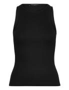 Rassia Sheryle Ribbed Tank Tops T-shirts & Tops Sleeveless Black Frenc...