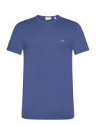 Slim Shield Ss T-Shirt Tops T-shirts Short-sleeved Blue GANT