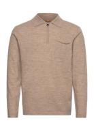 Mmgryan Boil Zip Pullover Tops Knitwear Half Zip Jumpers Beige Mos Mos...