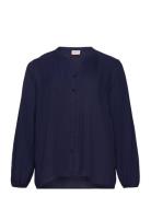 Wa-Sia Tops Blouses Long-sleeved Navy Wasabiconcept