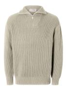 Slhdry Ls Knit Relaxed Half Zip Tops Knitwear Half Zip Jumpers Cream S...