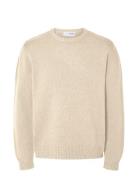 Slhcody Ls Knit Relaxed Crew Neck Noos Tops Knitwear Round Necks Beige...