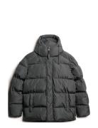 Hooded 5 Baffle Sports Puffer Ullfrakk Frakk Grey Superdry