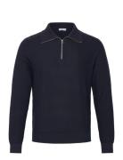 Sweater With Polo-Neck Structure And Zip Tops Knitwear Half Zip Jumper...