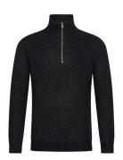 Stand-Up Collar Knit Tops Knitwear Half Zip Jumpers Black Lindbergh