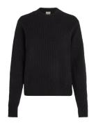 Boucle Rib C-Nk Relaxed Sweater Tops Knitwear Jumpers Black Calvin Kle...