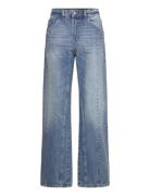 Straight Jeans With Decorative Seams Bottoms Jeans Wide Blue Mango