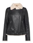 Bea Shearling Leather Biker Skinnjakke Skinnjakke Black Jofama