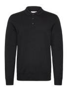 Jjfred Knit Ls Polo Aw24 Tops Knitwear Long Sleeve Knitted Polos Black...