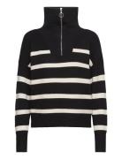 Vmsaba Stripe Ls Highneck Blouse Ga Tops Knitwear Turtleneck Black Ver...