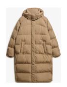 Longline Hooded Puffer Jacket Fôret Kåpe Beige Superdry