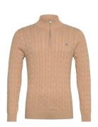 Cotton Cable Half Zip Tops Knitwear Half Zip Jumpers Beige GANT