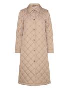 Diamond-Quilted Long Coat Fôret Kåpe Beige Lauren Ralph Lauren