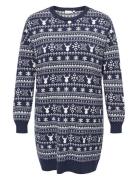 Carxmas Winter Ls O-Neck Dress Knt Knelang Kjole Navy ONLY Carmakoma