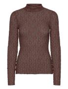 Civahiw Turtleneck Blouse Tops T-shirts & Tops Long-sleeved Brown InWe...