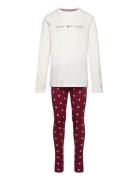 Ls Pj Legging Print Set Pyjamas Sett White Tommy Hilfiger