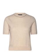 100% Wool Short-Sleeved Sweater Tops Knitwear Jumpers Beige Mango