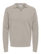 Onsraymond Reg 12 Resort Knit Tops Polos Long-sleeved Beige ONLY & SON...