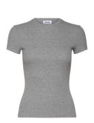 Close Fitted Rib T-Shirt Tops T-shirts & Tops Short-sleeved Grey Weekd...