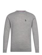 Kent Reg Mw Uspa M Knit Tops Knitwear Round Necks Grey U.S. Polo Assn.