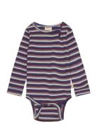 Body L/S Modal Multi Striped Bodies Long-sleeved Navy Petit Piao