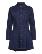 Denim Pleated Trucker Dress Kort Kjole Navy Tommy Jeans