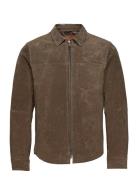 Clark Zipped Suede Shirt Jacke Skinnjakke Skinnjakke Brown Jofama