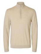 Slhtray Ls Knit Merino Half Zip Noos Tops Knitwear Half Zip Jumpers Be...