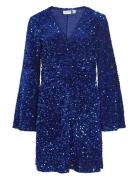 Vibarina Wide Sleeve Glitter Dress Kort Kjole Blue Vila