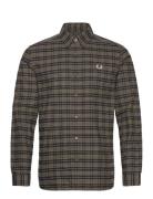 Brushed Oxford Tartan Shirt Tops Shirts Casual Khaki Green Fred Perry