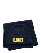 Gant 1949 Beanie Scarf Gift Set Accessories Headwear Beanies Navy GANT