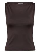 Boatneck Sleeveless Top Tops T-shirts & Tops Sleeveless Brown Weekday