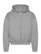 Scuba Zip Hoodie Tops Sweat-shirts & Hoodies Hoodies Grey Weekday