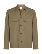 Cotton Blend Overshirt Tops Overshirts Khaki Green Calvin Klein