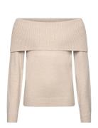 Sweater Knitted Fold Down Tops Knitwear Pullovers Beige Lindex