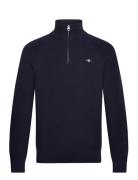 Cotton Wool Rib Half Zip Tops Knitwear Half Zip Jumpers Navy GANT